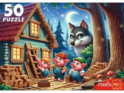 Купить ПАЗЛЫ 50 элементов. ТРИ ПОРОСЕНКА (арт. УК50-0218) в БУКВАЕШКА