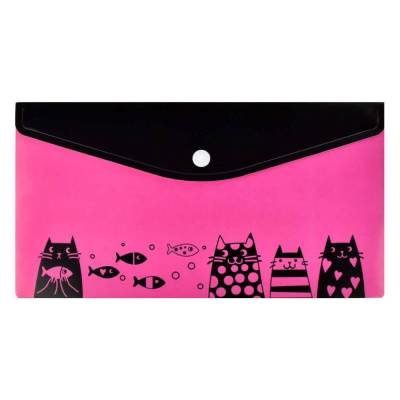 Папка для документов на кнопке пластиковая А5 Коты с рыбками, арт. 59373