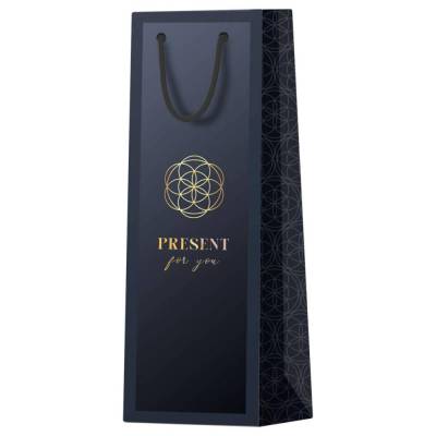 КанцРЦ Пакет подарочный 12*36*8,5см MESHU "Wine time", матовая ламинация, фольга, под бутылку