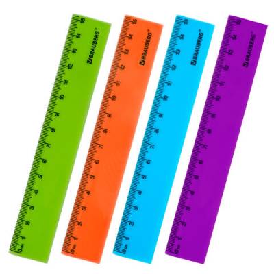 Самсон Линейка пластиковая 15 см BRAUBERG "NEON", непрозрачная, ассорти, 210750