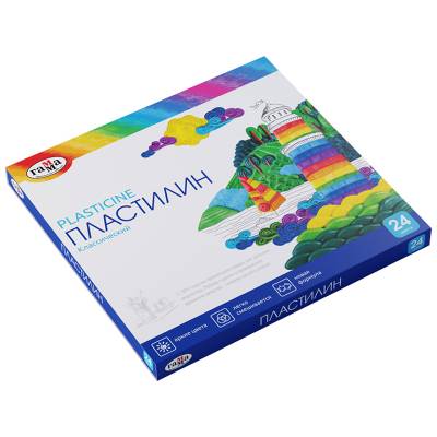 КанцРЦ Пластилин Гамма "Классический", 24 цвета, 480г, со стеком, картон 281036