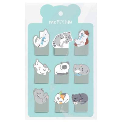 Флажки-закладки MESHU "Sweety kitty" пластиковые фигурные, 20л*12 дизайнов, европодвес