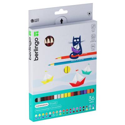 КанцРЦ Карандаши цветные Berlingo "SuperSoft. Жил-был кот", 36цв., трехгран., зат.,карт, SS00536