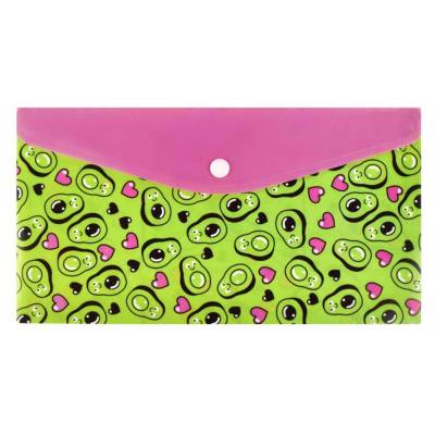 КанцФеникс Папка для документов на кнопке пластиковая А5 Авокадо Паттерн, арт. 59372