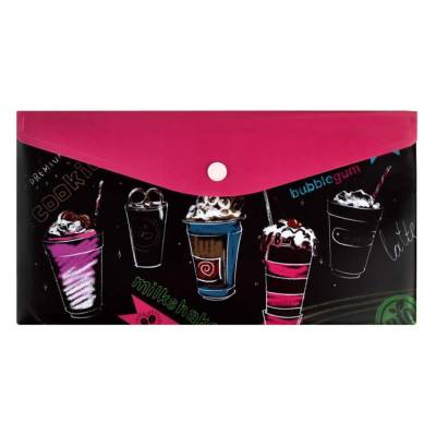 КанцФеникс Папка для документов на кнопке пластиковая А5 Коктейли, арт. 59370