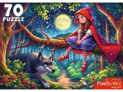Купить ПАЗЛЫ 70 элементов. КРАСНАЯ ШАПОЧКА И ВОЛК (арт. УК70-0232) в БУКВАЕШКА