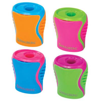 Самсон Точилка BRAUBERG "Mix", с контейнером, пластиковая, корпус ассорти, 228448