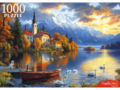 Купить ПАЗЛЫ 1000 элементов. ЗАКАТ НА ОЗЕРЕ БЛЕД  (арт.Ф1000-0197) в БУКВАЕШКА