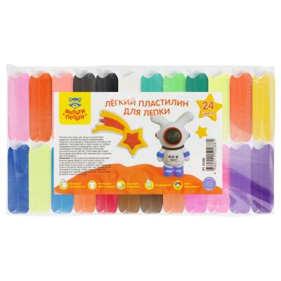 КанцРЦ Легкий пластилин для лепки Мульти-Пульти, 24 цвета, 240г, прозрачный пакет