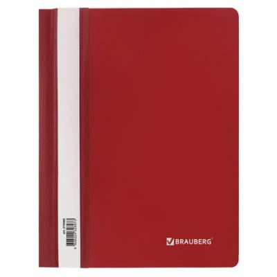 Самсон Скоросшиватель пластиковый МАЛОГО ФОРМАТА (160х22 8мм), А5, BRAUBERG, 130/180 мкм, красный,