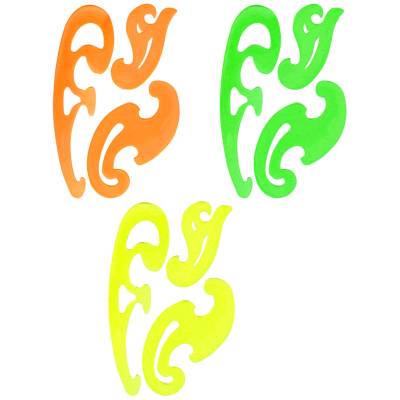 КанцРЦ Набор лекал 25,17,12см флуоресцентный прозрачный 4цв. Стамм, ЛК02