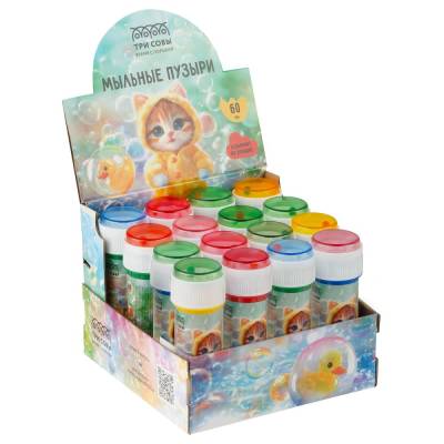Купить КанцРЦ Мыльные пузыри ТРИ СОВЫ "Котик", 60мл, ассорти в интернет-магазине Букваешка