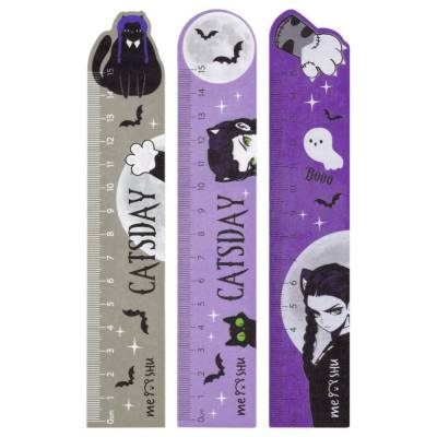 КанцРЦ Линейка 15см MESHU "Catsday", деревянная,  ассорти, европодвес