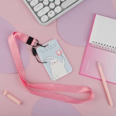 КанцРЦ Бейдж вертикальный MESHU "Kind bunny", 110*70мм, лента с карабином, 3D печать,