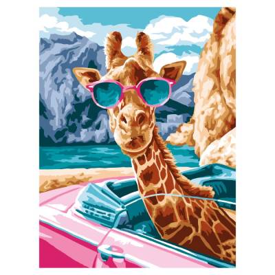 КанцРЦ Картина по номерам на картоне ТРИ СОВЫ "Жираф в кабриолете", 30*40, с акриловыми красками и
