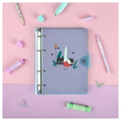 КанцРЦ Тетрадь на кольцах 120л., А5, клетка MESHU "Quack-Quack", с пластиковой обложкой