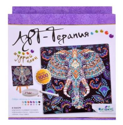 Ориг Алмазные узоры. Арт-терапия. Мудрый слон. 20*20см Арт.06422