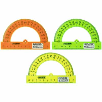 Самсон Транспортир 12 см, 180 градусов, ПИФАГОР, прозрачный, неоновый, ассорти, 210622