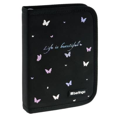 Пенал 1 отделение, 200*140*40 мм, Berlingo "Life is Beautiful", 2 дополнительные откидные се