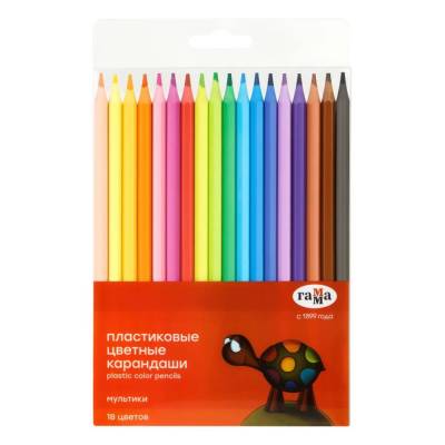КанцРЦ Карандаши цветные пластиковые Гамма "Мультики", 18цв., заточен., ПВХ, европодвес