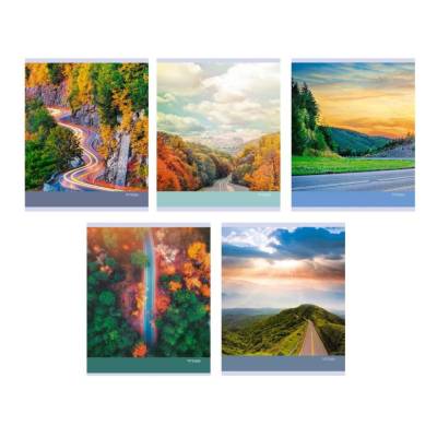 Тетрадь А5 48л. Скрепка. Линия. Дорога Обл.: мел. картон. Поля.