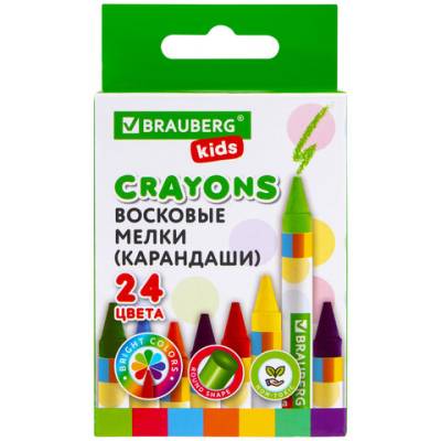 Самсон Восковые мелки BRAUBERG KIDS, НАБОР 24 цвета, 271697