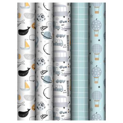 КанцРЦ Упаковочная бумага глянц. 70*100см, MESHU "Сhildish", 80 г/м2, ассорти, 5 дизайнов