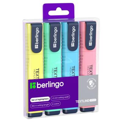КанцРЦ Набор текстовыделителей Berlingo "Textline HP500" 4цв., 1-5мм, PET-бокс с ЕП