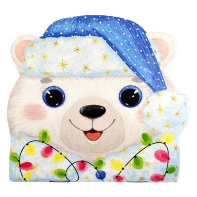 КанцФеникс Блокнот А6, 30 л, Новогодний мишка, арт. 69609