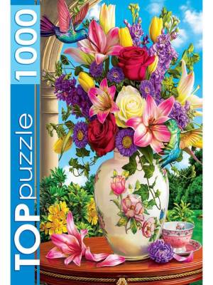 Купить TOPpuzzle. ПАЗЛЫ 1000 элементов. ХТП1000-2172 Летний букет и колибри в БУКВАЕШКА