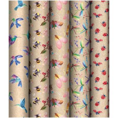 КанцРЦ Упаковочная бумага крафт 70*100см, MESHU "Крылатые созданья", 70г/м2, ассорти 5 дизайнов