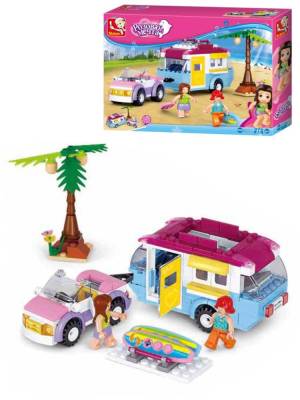 Купить РыжКот Конструктор пластик. SLUBAN Розовая мечта. Пляжный отдых (272 детали, 2 фигурки) M38-B0606 в БУКВАЕШКА