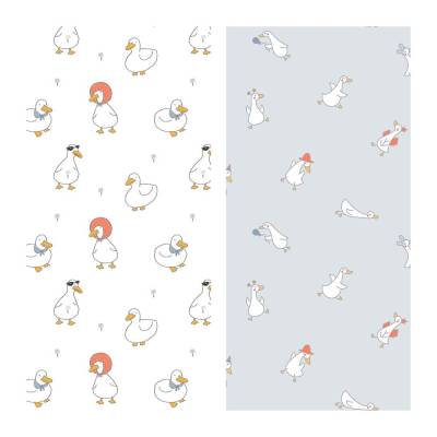 Упаковочная бумага глянц. 70*100см, MESHU "Goose set", 80г/м2, ассорти 2 дизайна