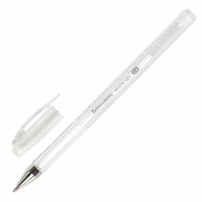 Самсон Ручка гелевая BRAUBERG "White Pastel", БЕЛАЯ, корпус прозрачный, узел 1 мм, линия письма 0,5