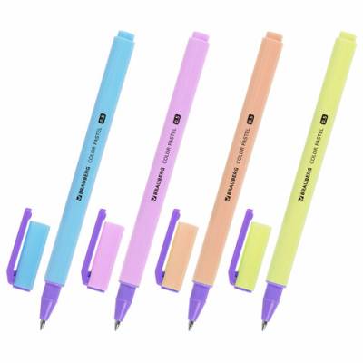 Самсон Ручка гелевая BRAUBERG COLOR PASTEL, СИНЯЯ, корпус ассорти, линия 0,35мм, 144121