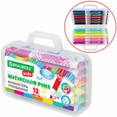Самсон Фломастеры утолщенные 12 цветов, вентилируемый колпачок, BRAUBERG, 152185