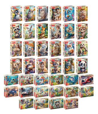 Купить Пазл картонный 54 элемента "ОЧАРОВАТЕЛЬНЫЕ МОРДАШКИ", АССОРТИ, 40 видов, 175х130мм в БУКВАЕШКА