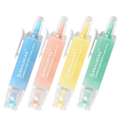 Самсон Корректирующая лента BRAUBERG 5 мм х 6 м, цвет ассорти, автоматическая, блистер, 272662