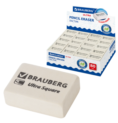 Самсон Ластик BRAUBERG "Ultra Square", 26х18х8 мм, белый, натуральный каучук, 228707