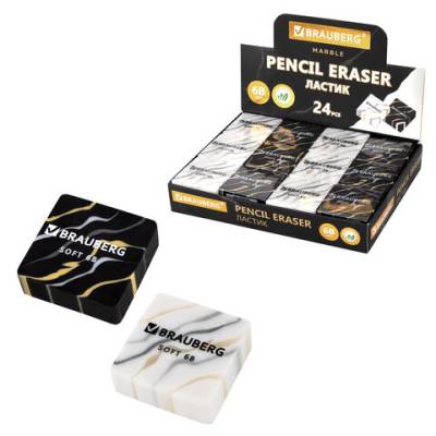 Ластик BRAUBERG, 34х34х11 мм, квадратный, ассорти, 272726