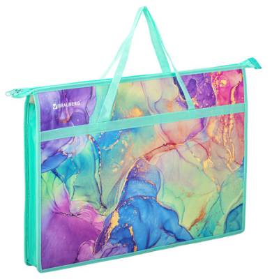 Папка для рисунков и чертежей с ручками BRAUBERG А3, пластик, молния сверху, 271435