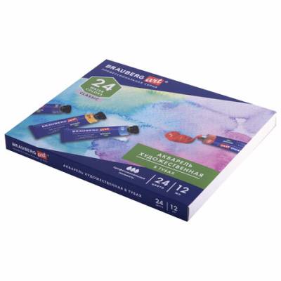 Самсон Акварель художественная в тубах НАБОР 24 цвета по 12 мл BRAUBERG ART, 191765