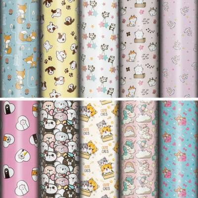 Самсон Бумага упаковочная "Funny Animals", 70x100 см, 10 дизайнов ассорти, ЗОЛОТАЯ СКАЗКА, 591917