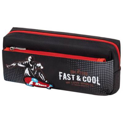 Самсон Пенал ЮНЛАНДИЯ, 2 отделения, полиэстер, Skate, черный, 21х6х9 см, 270276