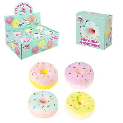 Купить Самсон Игрушка-антистресс Пончик, 8 см, ассорти, 4 цвета, дисплей, JOLLY JOT (ДЖОЛЛИ ДЖОТ), 665795 в интернет-магазине Букваешка