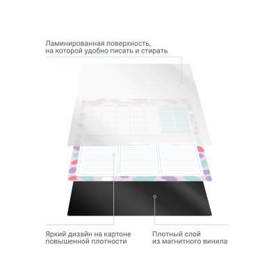 Магнитный планер на месяц MESHU А3, "Bright color", с маркером