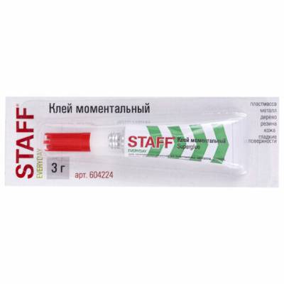 Самсон Клей моментальный (суперклей) STAFF "EVERYDAY" НОВАЯ УПАКОВКА, 3 г, на ленте, 604224