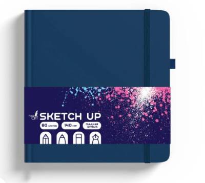 КанцЭксмо Скетчбук (140х140) 80л. SKETCH UP. Ночной 7Б.Искус.кожа.