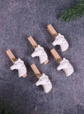 Миленд Набор новогодних керамических прищепок Единорог 3,5 см 5 шт НУ-5350
