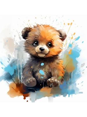 РыжКот Холст с красками 20х20 см по номерам (16цв.) "Малыши-животные" Красочный мишка (арт. Х-0633